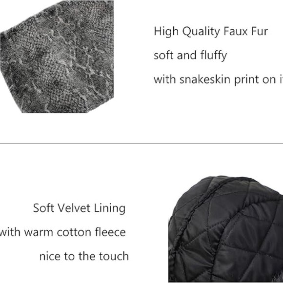 Snakeskin Print Faux Fur Bucket Hat main image 3